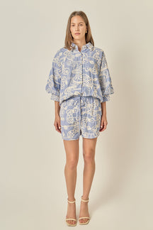 Cord Embroidery Pinstripe Shirt