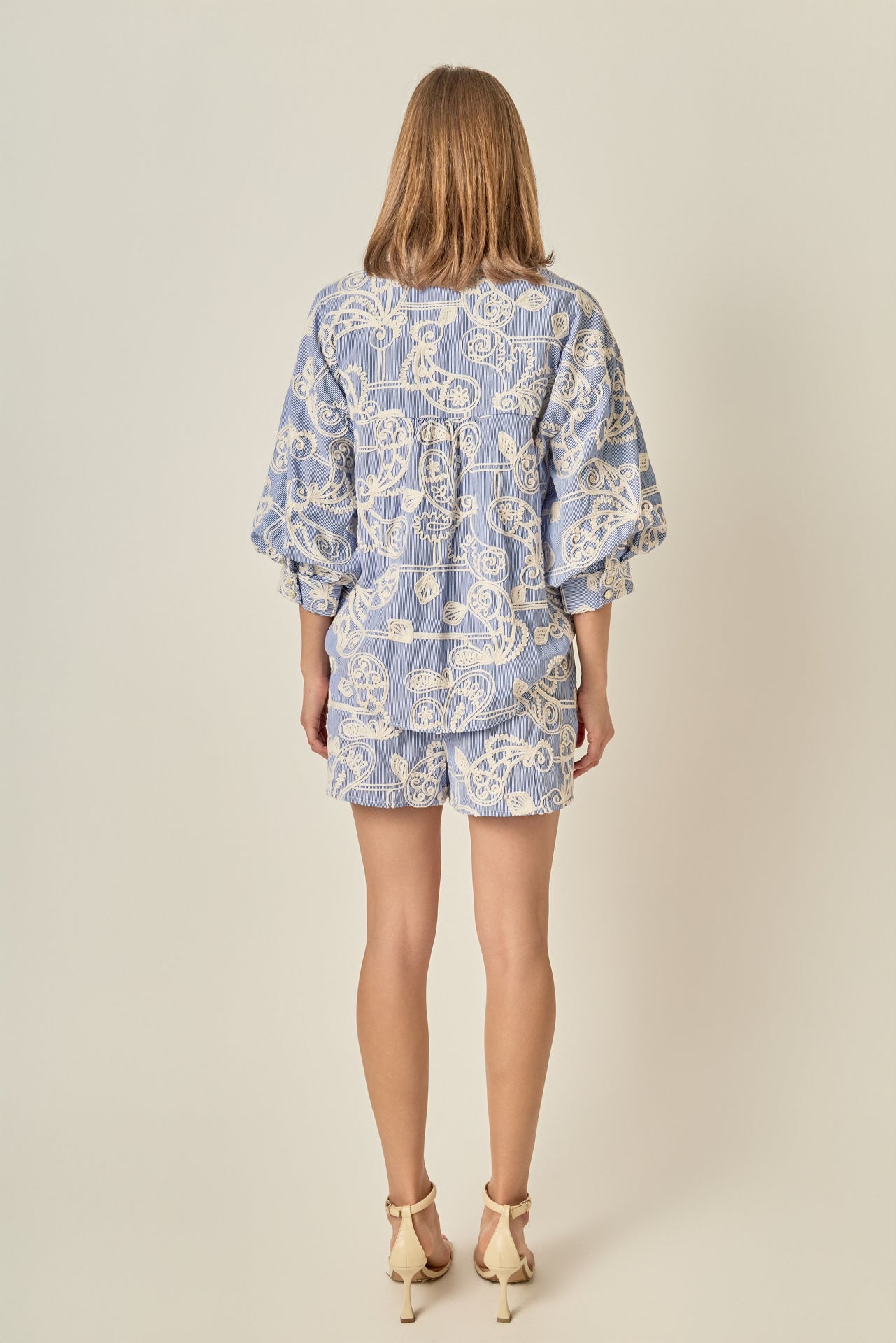 Cord Embroidery Pinstripe Shirt