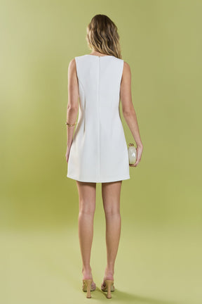 ENGLISH FACTORY - Pearl Heart Embellished Mini Shift Dress - DRESSES available at Objectrare