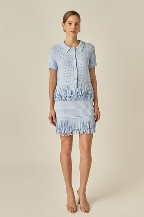 ENGLISH FACTORY - Fringe Detail Knit Skirt - SKIRTS available at Objectrare