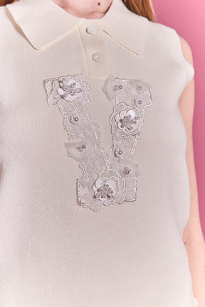 ENGLISH FACTORY - Number Detail Collared Vest - SWEATERS & KNITS available at Objectrare