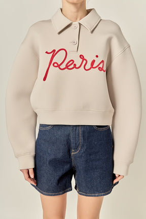 ENGLISH FACTORY - Paris Script Polo Scuba Top - TOPS available at Objectrare