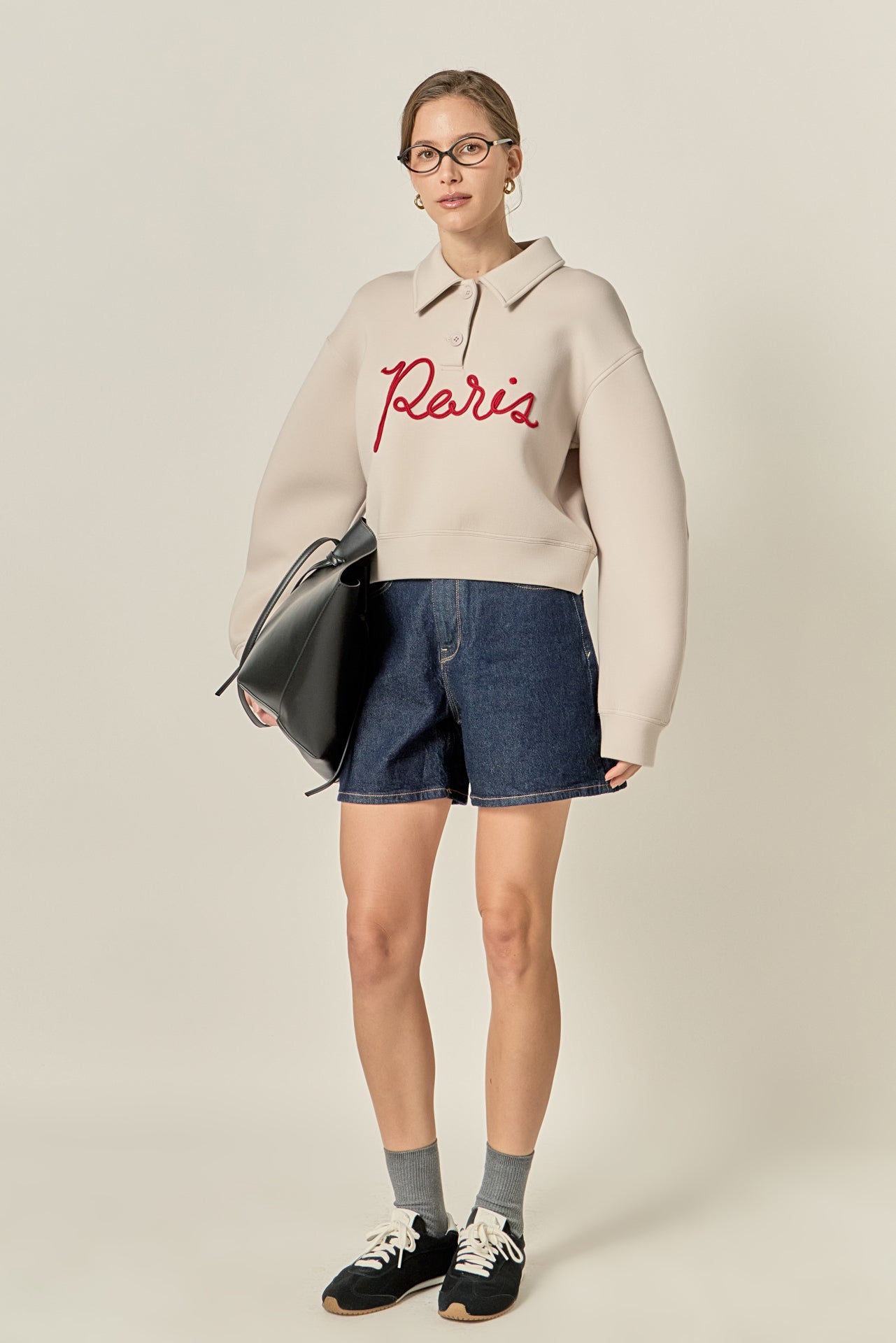 ENGLISH FACTORY - Paris Script Polo Scuba Top - TOPS available at Objectrare