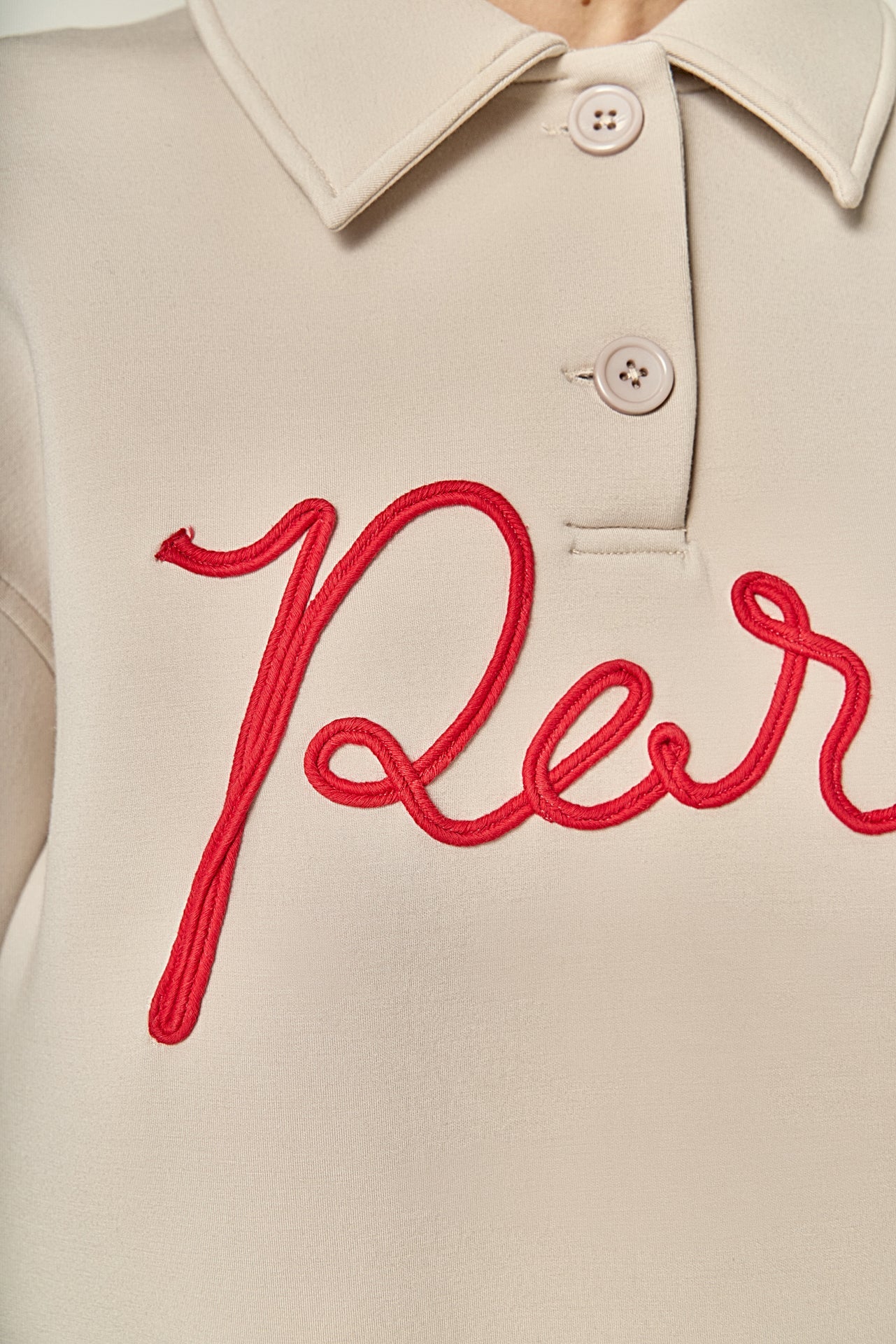 ENGLISH FACTORY - Paris Script Polo Scuba Top - TOPS available at Objectrare