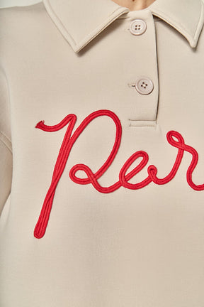 ENGLISH FACTORY - Paris Script Polo Scuba Top - TOPS available at Objectrare