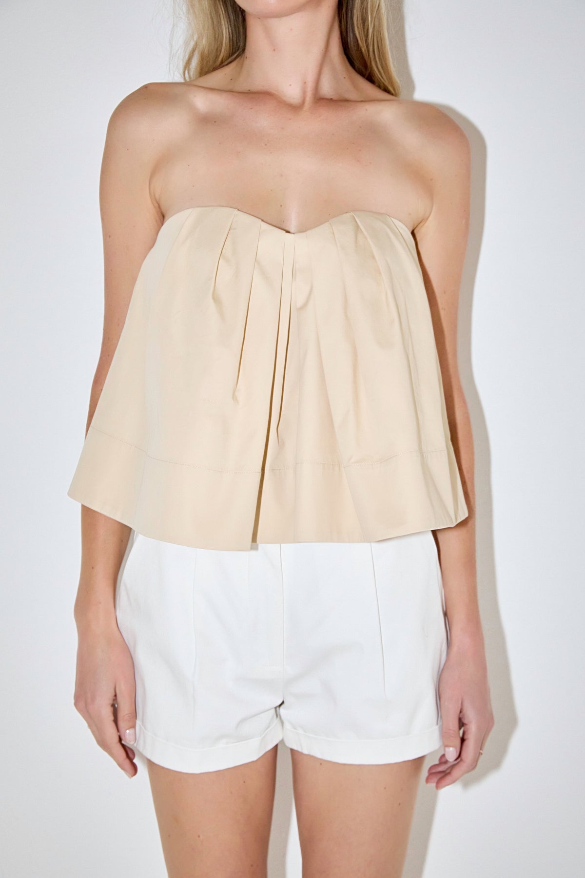 ENDLESS ROSE - Strapless Pintuck Detail Top - TOPS available at Objectrare