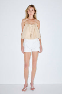 Strapless Pintuck Detail Top