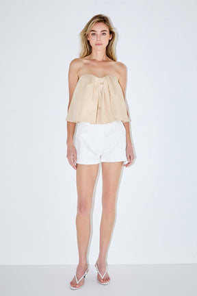 Strapless Pintuck Detail Top