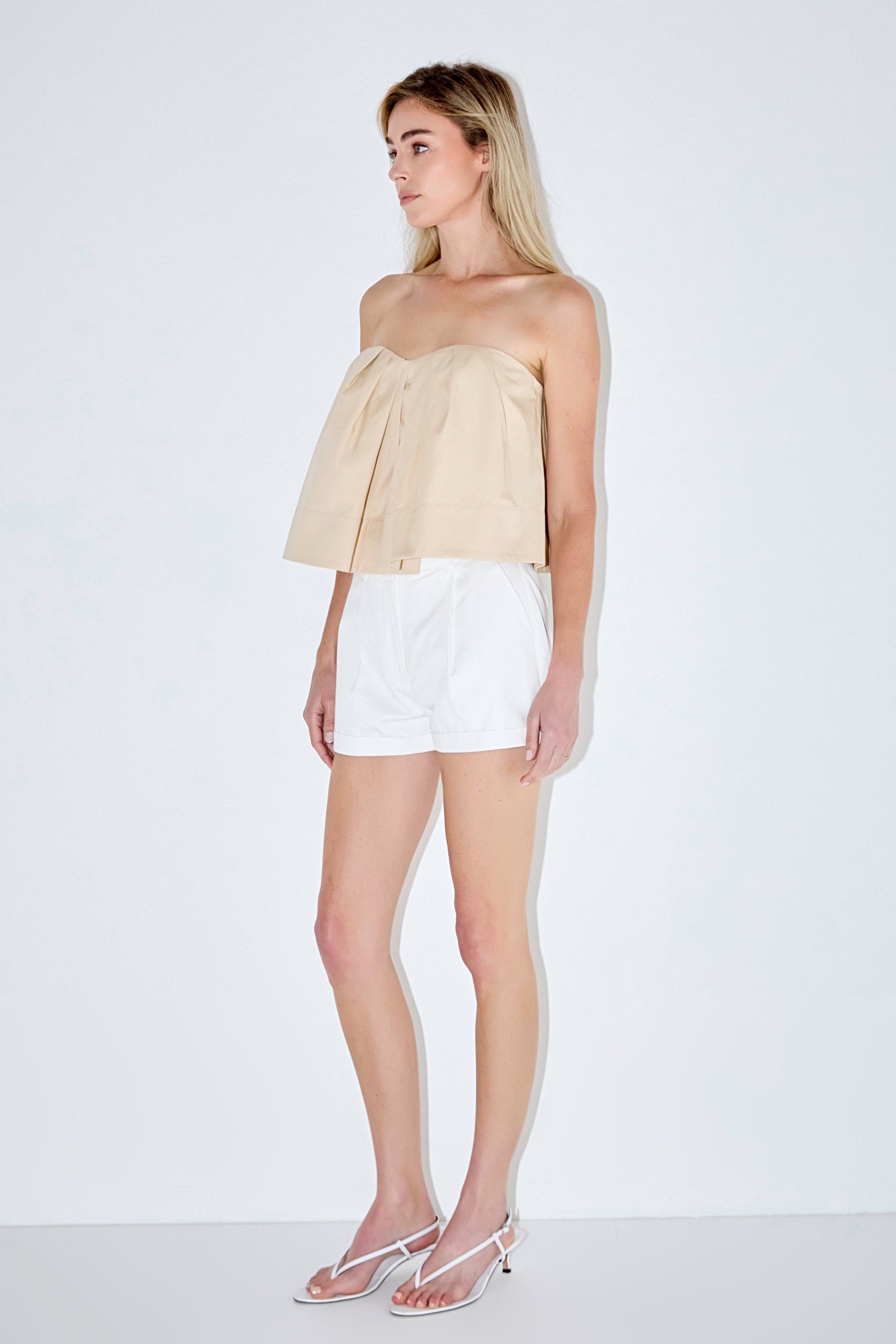 Strapless Pintuck Detail Top