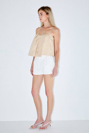 Strapless Pintuck Detail Top