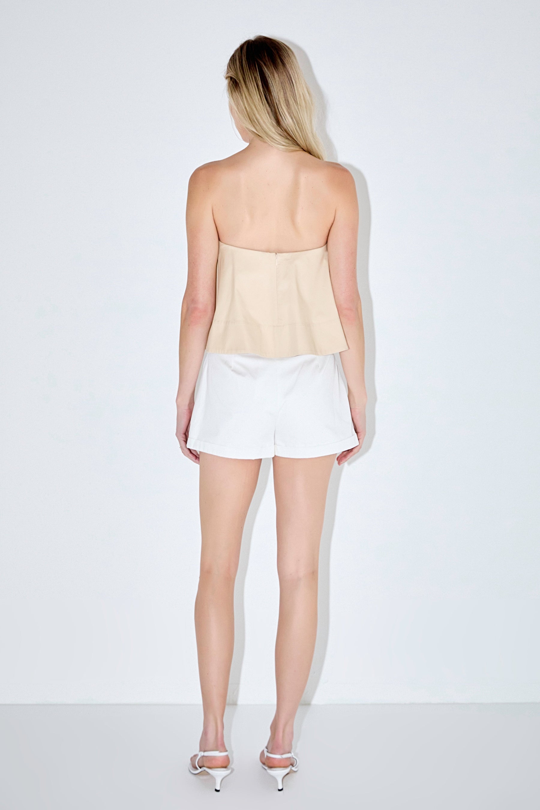 Strapless Pintuck Detail Top