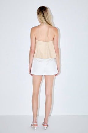 Strapless Pintuck Detail Top