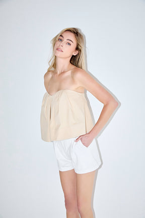 Strapless Pintuck Detail Top