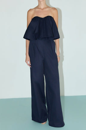 Strapless Pintuck Detail Jumpsuit