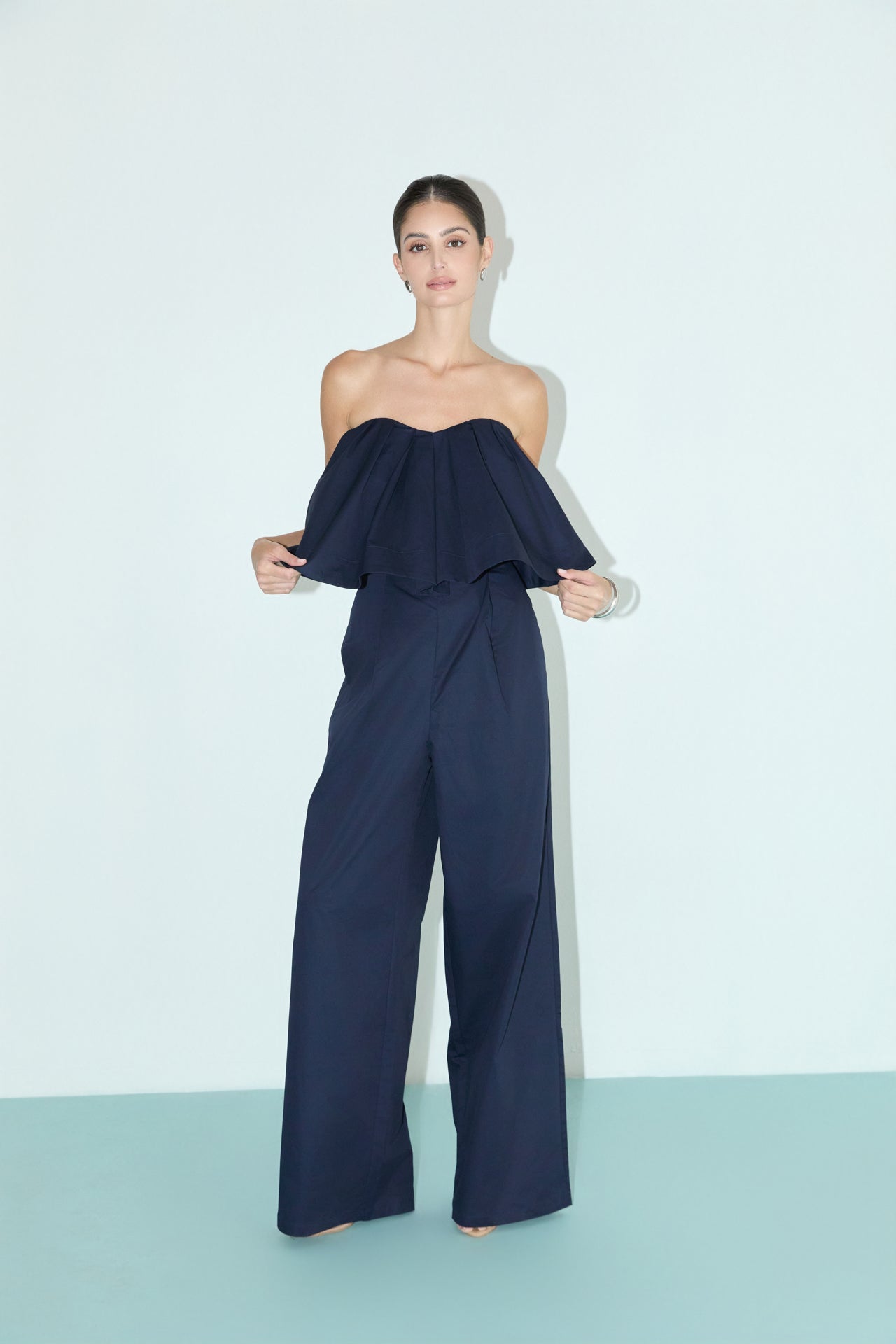 Strapless Pintuck Detail Jumpsuit