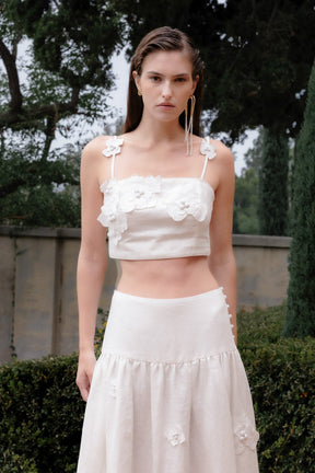 3D Floral Detail Midi Skirt