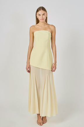 ENDLESS ROSE - Strapless Combined Godet Dress - DRESSES available at Objectrare