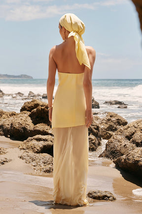 ENDLESS ROSE - Strapless Combined Godet Dress - DRESSES available at Objectrare