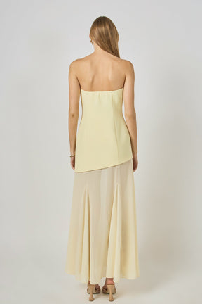 ENDLESS ROSE - Strapless Combined Godet Dress - DRESSES available at Objectrare