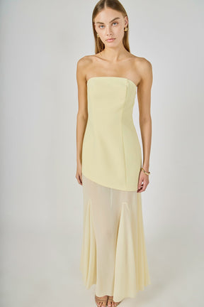 ENDLESS ROSE - Strapless Combined Godet Dress - DRESSES available at Objectrare