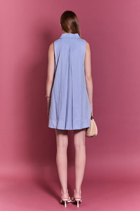 Zip-Front Collared Sleeveless Mini Dress