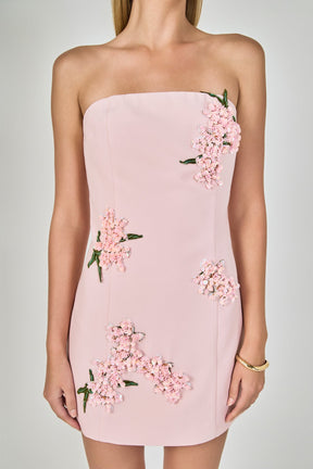 Strapless Flower Sequined Mini Dress