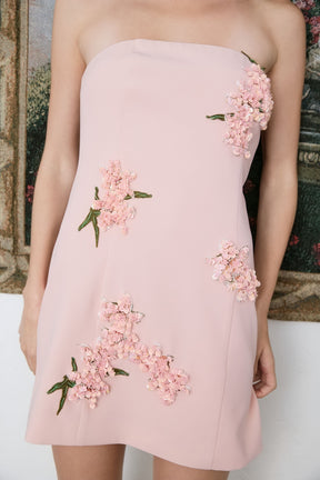 Strapless Flower Sequined Mini Dress
