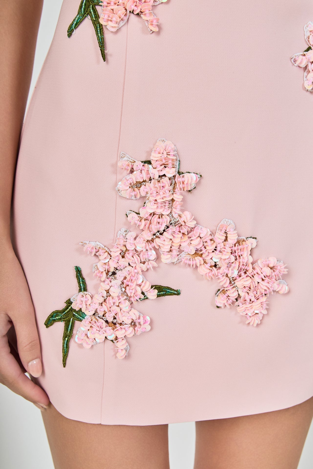 Strapless Flower Sequined Mini Dress