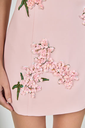 Strapless Flower Sequined Mini Dress
