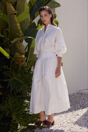 Pearl Embellished Balloon Sleeve Blouse