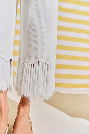 Fringe Detail Knit Wide Leg Pants