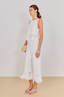 ENGLISH FACTORY - Fringe Detailed Sleeveless Knit Pants - PANTS available at Objectrare