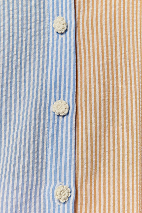 ENGLISH FACTORY - Colorblock Seersucker Button-Down Shirt - TOPS available at Objectrare