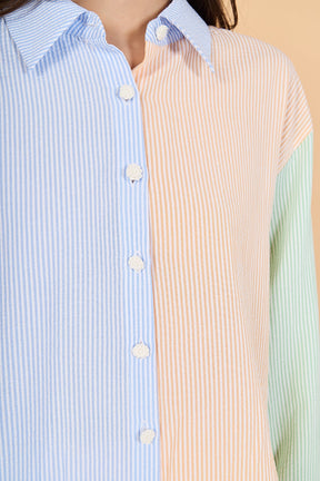 ENGLISH FACTORY - Colorblock Seersucker Button-Down Shirt - TOPS available at Objectrare