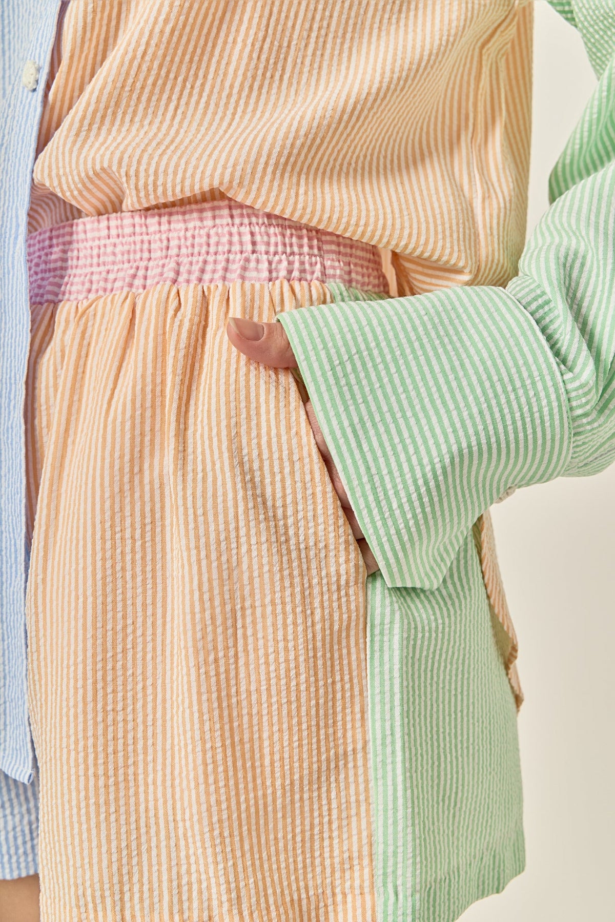 Colorblock Seersucker Shorts