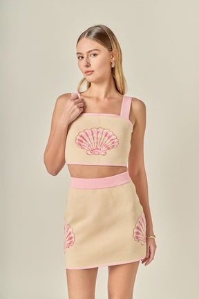 ENGLISH FACTORY - Seashell Knit Crop Top - TOPS available at Objectrare