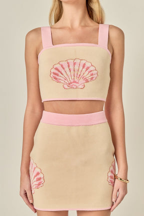 ENGLISH FACTORY - Seashell Knit Crop Top - TOPS available at Objectrare