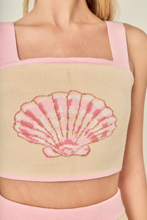 ENGLISH FACTORY - Seashell Knit Crop Top - TOPS available at Objectrare