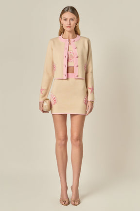 ENGLISH FACTORY - Sea Shell Contrast Knit Cardigan - SWEATERS & KNITS available at Objectrare