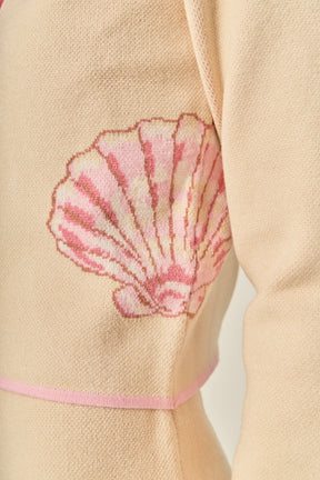 ENGLISH FACTORY - Sea Shell Contrast Knit Cardigan - SWEATERS & KNITS available at Objectrare