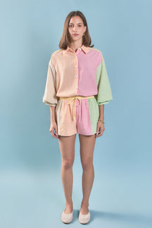 ENGLISH FACTORY - Striped Colorblock Shirt - SHIRTS & BLOUSES available at Objectrare