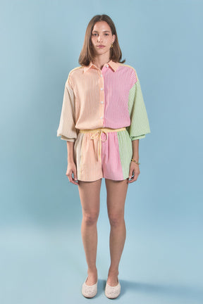 ENGLISH FACTORY - Striped Colorblock Shirt - SHIRTS & BLOUSES available at Objectrare