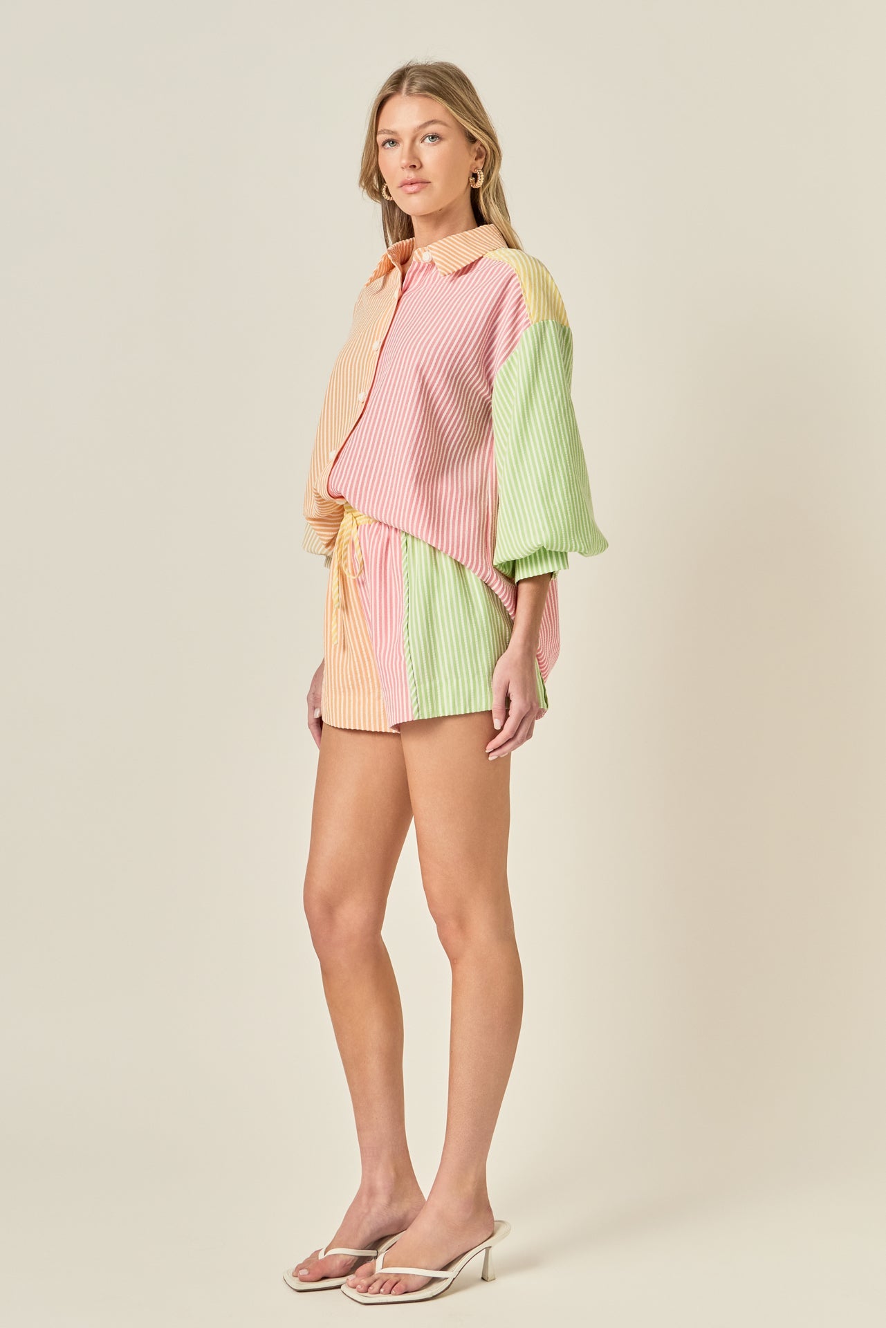 ENGLISH FACTORY - Striped Colorblock Shorts - SHORTS available at Objectrare