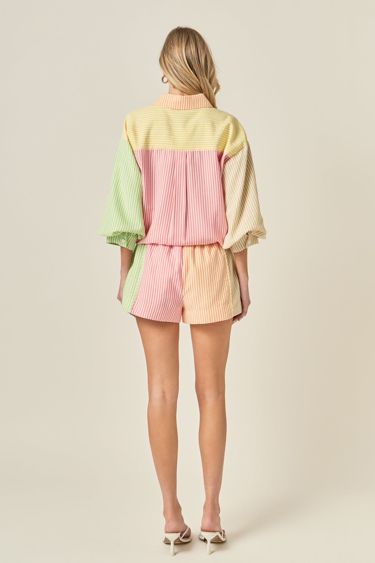 ENGLISH FACTORY - Striped Colorblock Shorts - SHORTS available at Objectrare