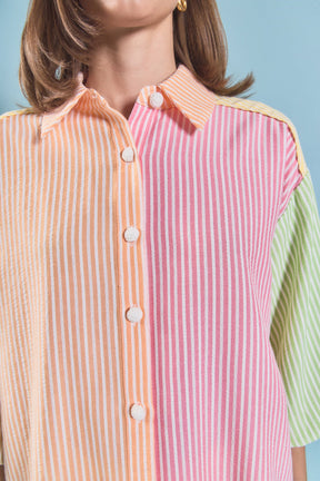 ENGLISH FACTORY - Striped Colorblock Shirt - SHIRTS & BLOUSES available at Objectrare
