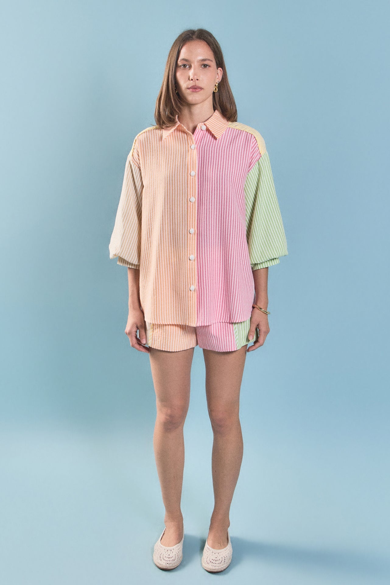 ENGLISH FACTORY - Striped Colorblock Shorts - SHORTS available at Objectrare