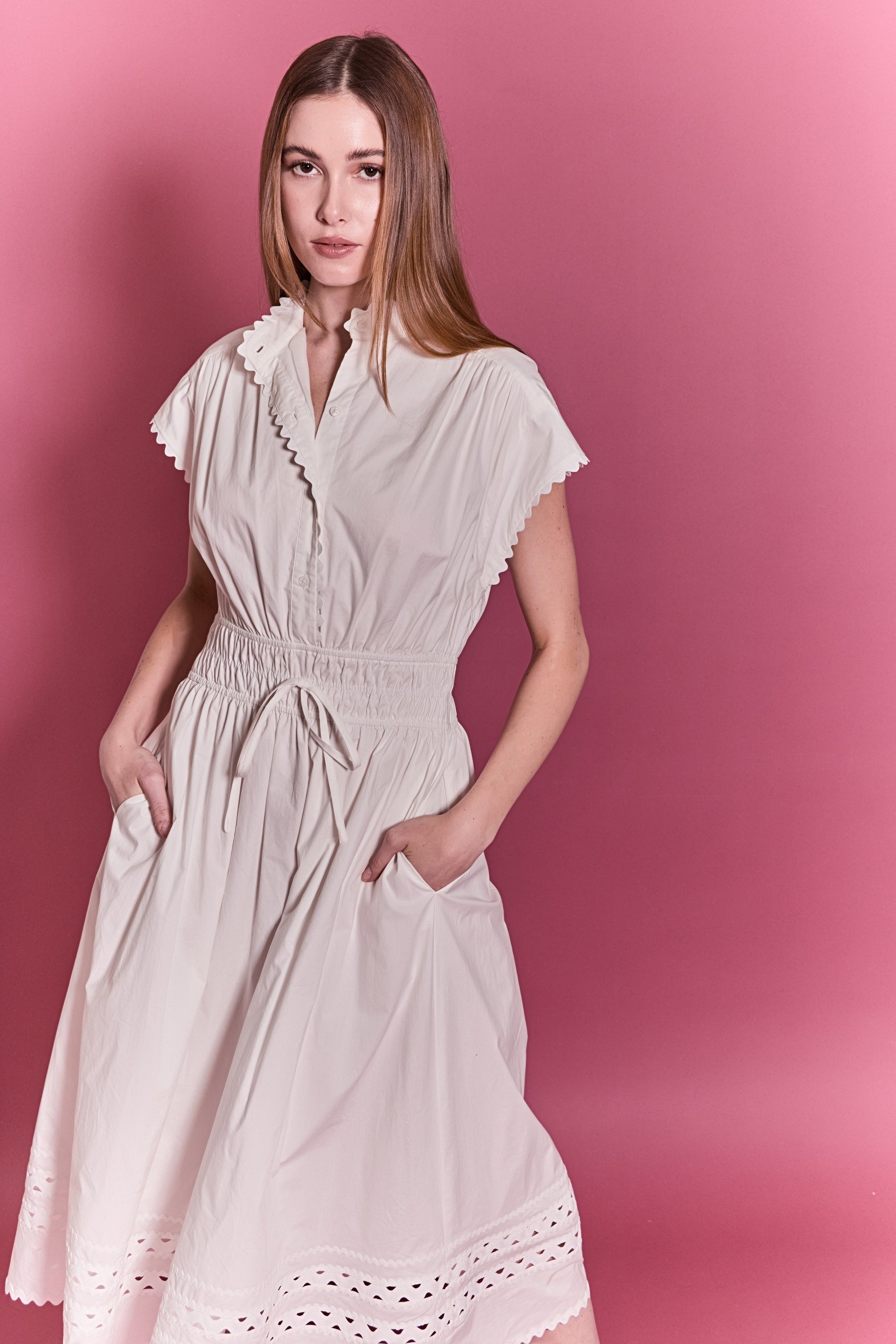 ENGLISH FACTORY - Scallop Ric Rac Midi Dress - DRESSES available at Objectrare