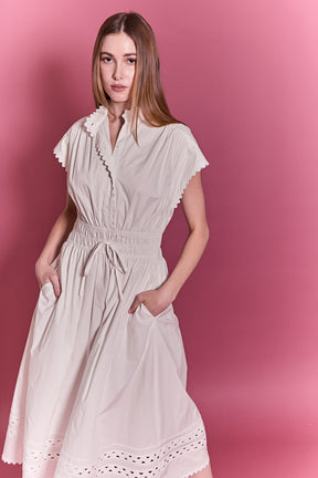 ENGLISH FACTORY - Scallop Ric Rac Midi Dress - DRESSES available at Objectrare