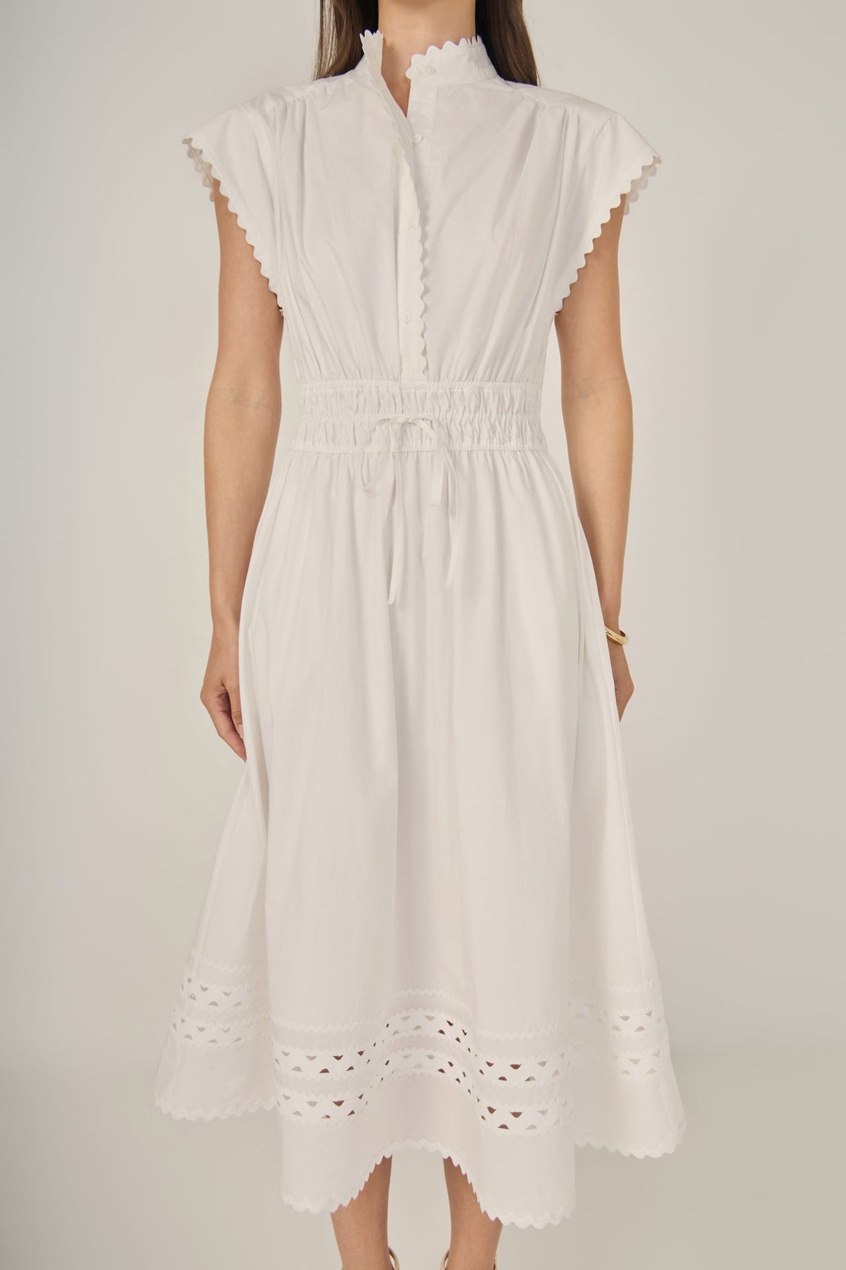 Ric Rac Detailed Short Sleeve Midi Dress