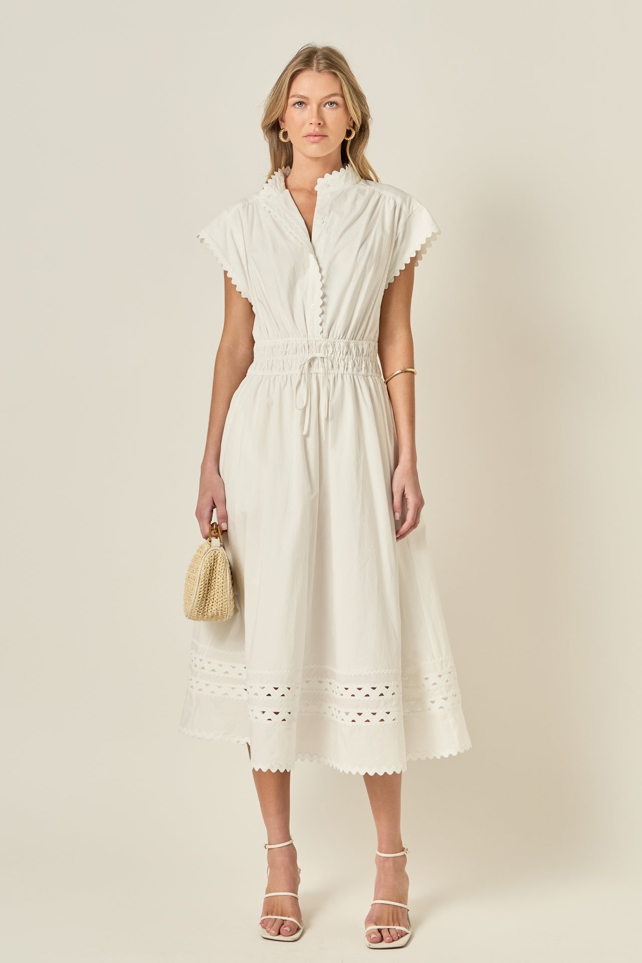 ENGLISH FACTORY - Scallop Ric Rac Midi Dress - DRESSES available at Objectrare